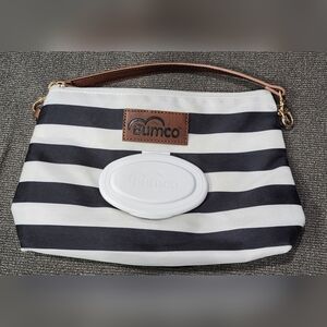 Bumco Black White Stripe Diaper Clutch Bag For Essentials Baby With Handle Strap